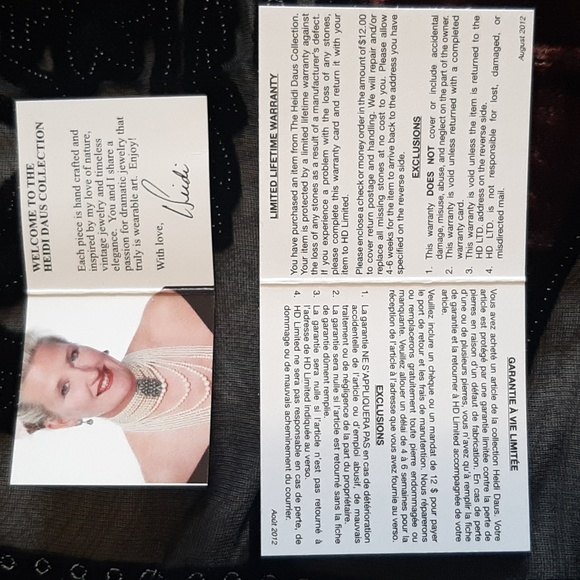 HEIDI DAUS Necklace w Clip-on Earrings - Gold Tone w Opalesque & White Stones - Picture 12 of 14